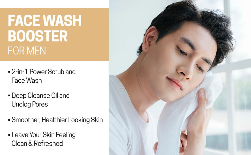 Men s Face Wash & Exfoliator - Daily Exfoliating Face Cleanser for Men - Plant-Based Ingredients Peppermint Face Scrub - Travel Size -3.4 fl oz - Face wash booster