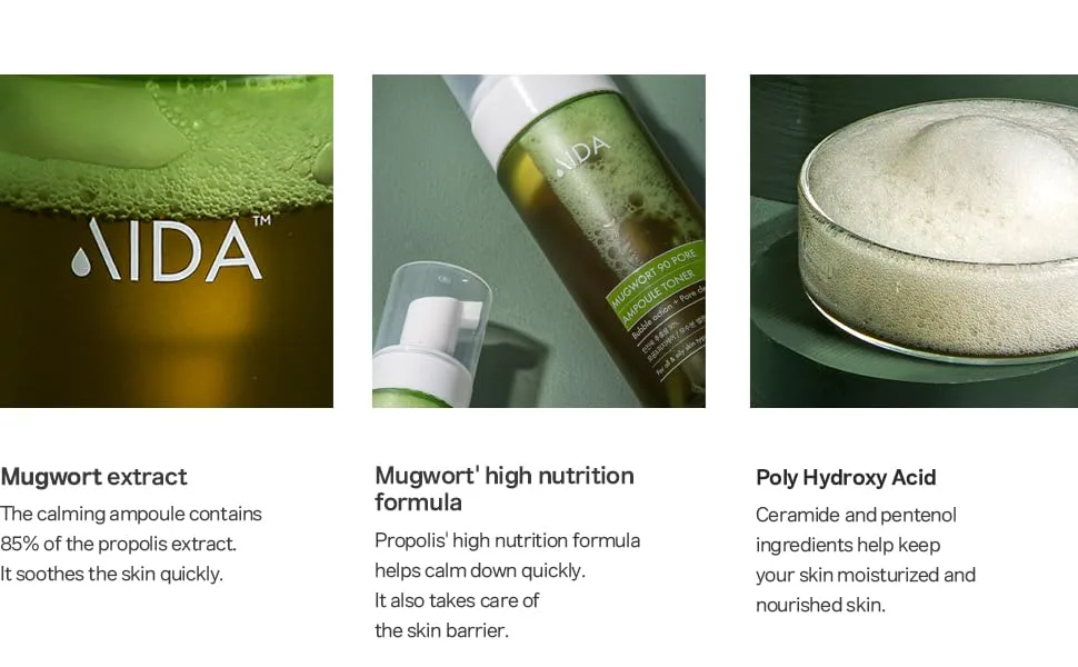 AIDA Mugwort 90 Pore Ampoule Toner - product information 5