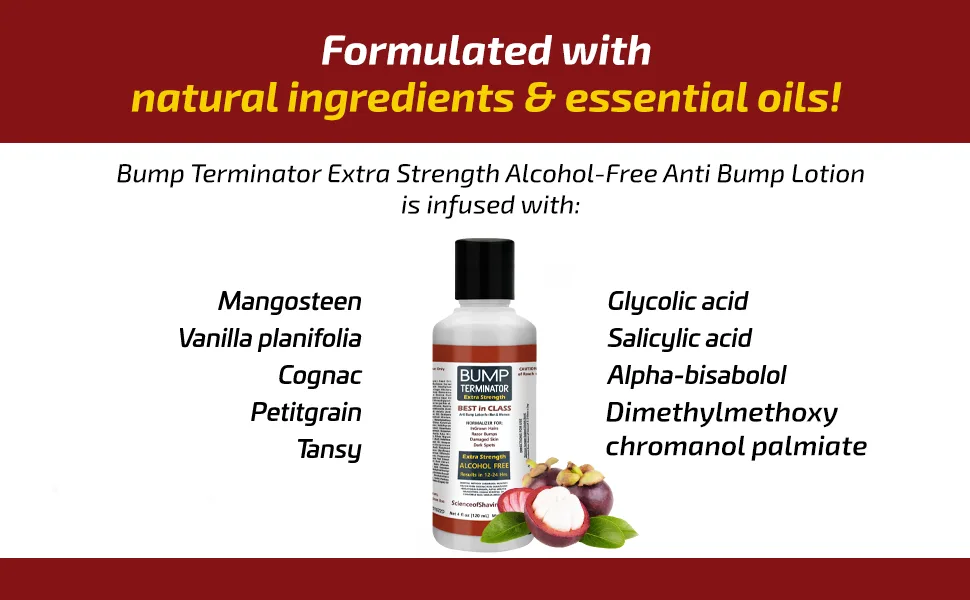 Bump Terminator Extra Strength Alcohol-Free Bumps Lotion Razor Bump Treatment for Men & Women (4 Fluid Ounces) - bump stop after shave