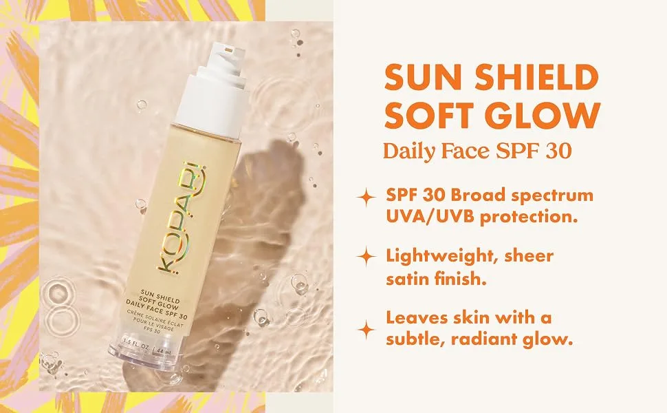 Kopari Sun Shield Soft Glow - Sunscreen For Face with SPF 30 and Vitamin E - Broad Spectrum Protection - 1.5oz - Sun Shield Soft Glow Daily Face SPF 30