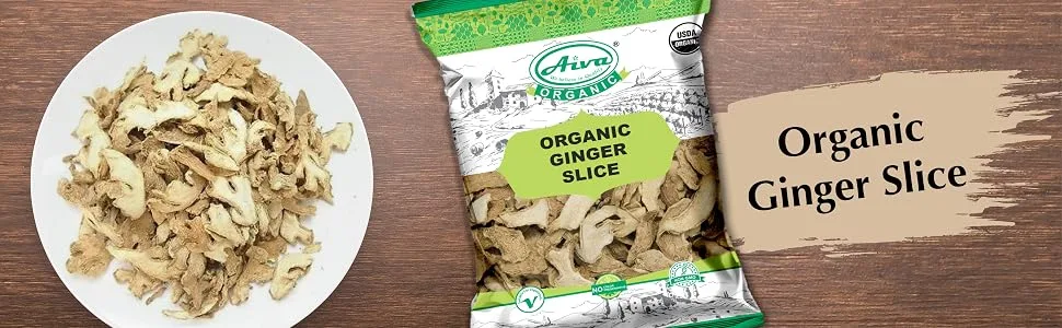 AIVA - Organic Dried Ginger Slice - USDA Certified - Ginger Root - 7 oz - Organic Ginger Slices
