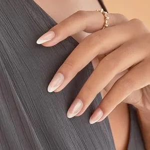 KISS imPRESS No Glue Mani Press-On Nails French 'Ideal' Light Neutral + White Tip French Medium Size Coffin Shape Includes 30 Nails Prep Pad Instructions Sheet 1 Manicure Stick 1 Mini File - image