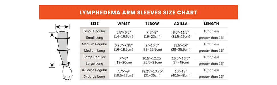 Ease Opaque Lymphedema Moderate Arm Sleeve - Large Long - Sand - 20-30 mmHg Large Long Sand - Size Chart
