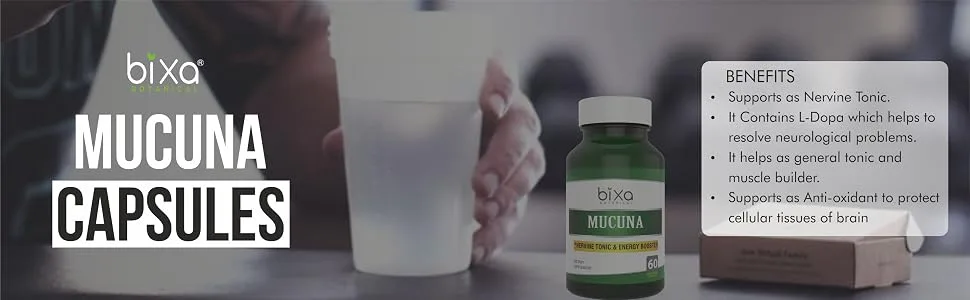 bixa BOTANICAL Mucuna Pruriens Extract Capsules (Kapikacchu/Velvet Bean/Kaunch Beej) 60 Veg Capsules (450mg) - product information 3