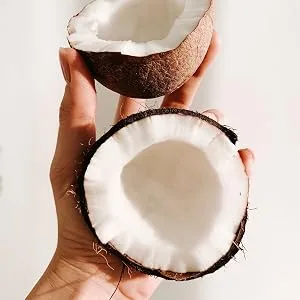 Liquid hand soap Citrus Bliss 64oz refill - Hand holding a broken coconut to represent coconut derived hand soap ingredients