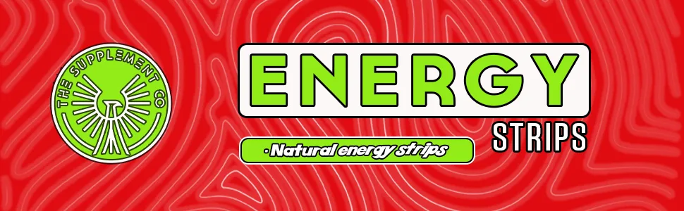 Energy Strips - 50 Mg of Caffiene - Quick absorbtion 100% All Natural Formula - Cranberry Flavor - 30 Strips - Elevate Every Moment – The Supplement Co Energy Strips