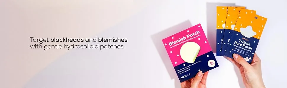 HANHOO Blemish Patch and T-Zone Pore Patch | Hydrocolloid Pimple Patches | Hydrocolloid Nose Strips | Blemish Patch 72 Ct | T-Zone Pore Patch 24 Ct | Total 96 Hydrocolloid Patches - Blemish patch