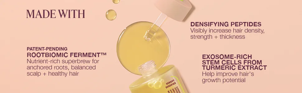 Densifying & Thickening Serum for Thinning Hair 1oz - made with rootbiomic ferment densifying peptides and turmeric extract