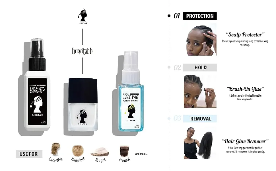 SILSTAR PROFESSIONAL Inevitable Lace Wig Brush-On Glue 0.42oz.(12g) + Glue Remover 1.18fl oz.(35ml) - inevitable 001