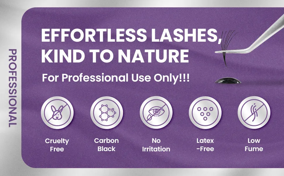 Professional Eyelash Extension Glue - 1-3 Sec Fast Drying Time - Super Strong Lash Glue - Sensitive Lash Glue for Eyelash Extensions - Black Eyelash Glue for Professional Use Only - 0.35 oz - image 3