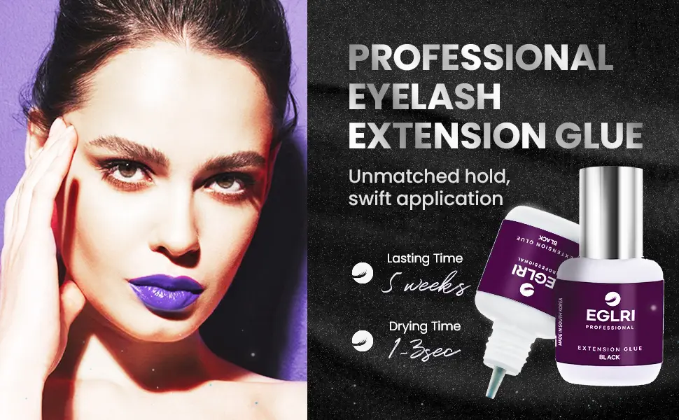 Professional Eyelash Extension Glue - 1-3 Sec Fast Drying Time - Super Strong Lash Glue - Sensitive Lash Glue for Eyelash Extensions - Black Eyelash Glue for Professional Use Only - 0.35 oz - image2