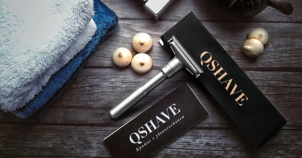 QSHAVE Adjustable Double Edge Classic Safety Razor (1 Razor & 5 pcs Titanium Coated Blades) Regular handle - product information 1