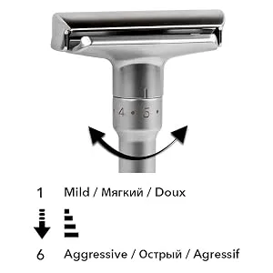 QSHAVE Adjustable Double Edge Classic Safety Razor (1 Razor & 5 pcs Titanium Coated Blades) Regular handle - product information 2