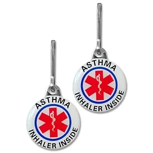 "Asthma Inhaler Inside" Alert Tags. Double Sided Medical Tags (two piece set) - Asthma alert tags