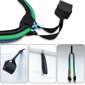 Resistance Bands Set Workout Bands with 5 Stackable Exercise Bands 5 Resistance Loop Bands 2 Core Sliders Door Anchor Ankle Straps Jump Rope Hand Grip Strengthener - Door anchor
