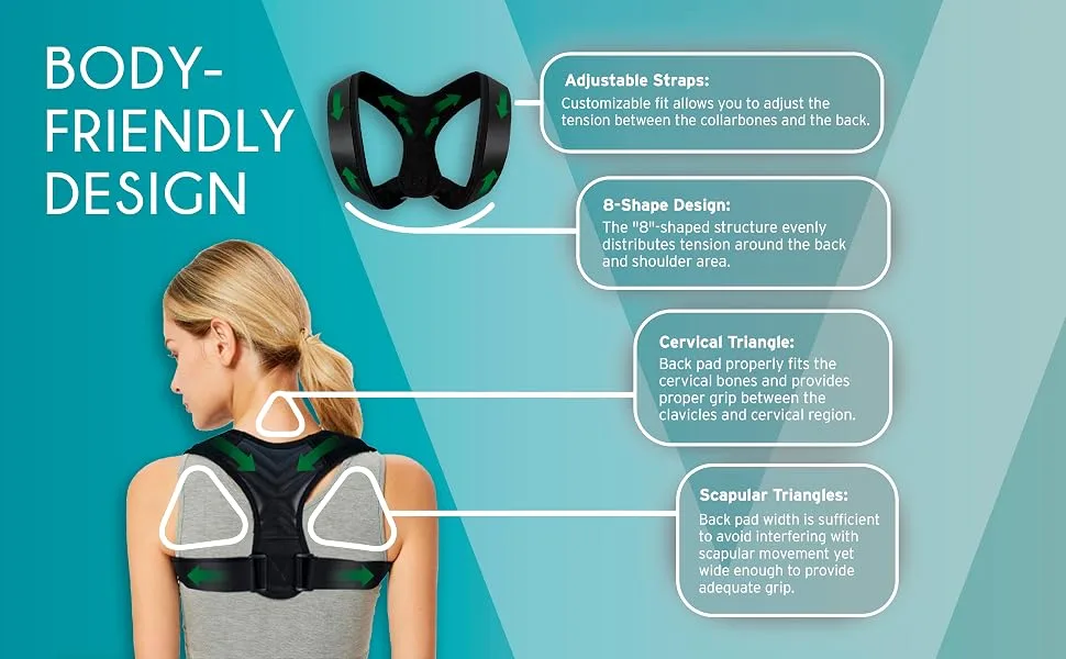  Adjustable & Breathable Posture Corrector - Back Brace Back Strap Back Straightener Brace Posture Corrector Posture Support Posture Trainer for Posture Correction Relief for Back Shoulder and Neck for Men Women and Child. Medium - Adjustable Straps, Cervical, Scapular, Smart posture corrector, Intelligent posture corrector