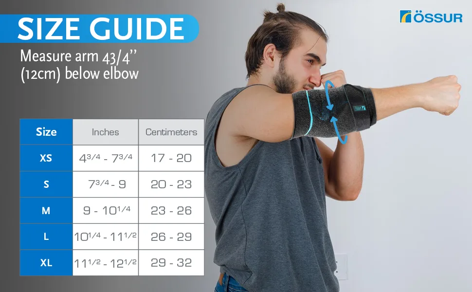  ssur Formfit Pro Elbow Brace - Premium Orthopedic Support for Effective Pain Relief Injury Recovery - X-Large - size chart
