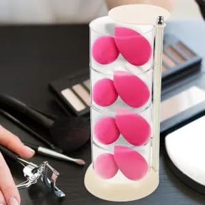 Powder Puff Storage Box Makeup Sponge Holder Rotating Jewelry Organizer Makeup Vanity Accessories Make up Accessories Cotton White Small Box - To Rotate Plastic - product information 2