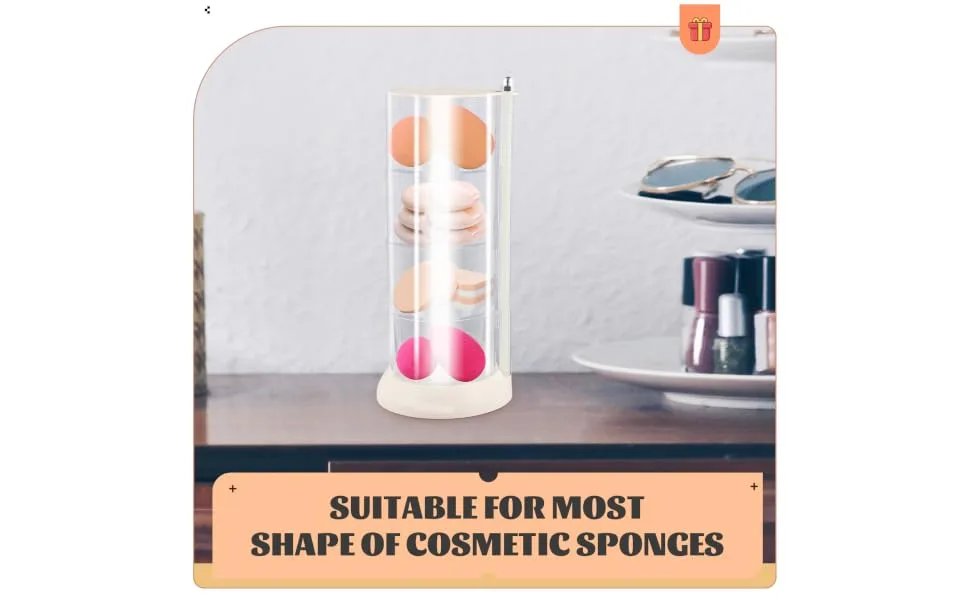 Powder Puff Storage Box Makeup Sponge Holder Rotating Jewelry Organizer Makeup Vanity Accessories Make up Accessories Cotton White Small Box - To Rotate Plastic - product information 4