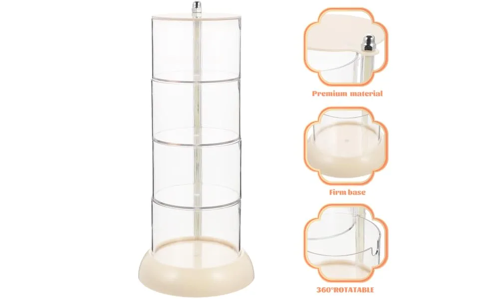 Powder Puff Storage Box Makeup Sponge Holder Rotating Jewelry Organizer Makeup Vanity Accessories Make up Accessories Cotton White Small Box - To Rotate Plastic - product information 5