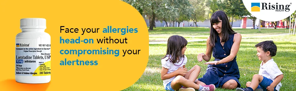 Rising Pharma Allergy Relief - Loratadine Tablets 10mg - Antihistamine Allergy Relief Product - 100 Tablets - Loratadine 10mg