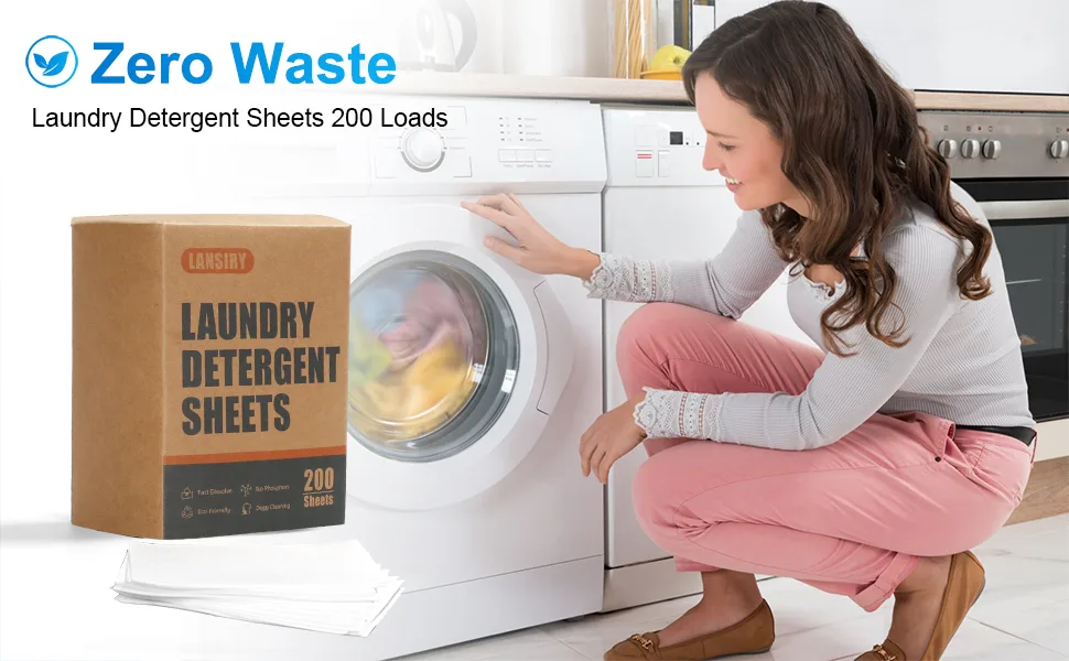 Laundry Detergent Sheets - 200 Sheets Fresh Linen Scent Washing Detergent Strips Compact Lightweight Liquidless Eco-Friendly Hypoallergenic Portable Soap Sheets for Save Space and Travel 200 Loads - Laundry Detergent Sheets