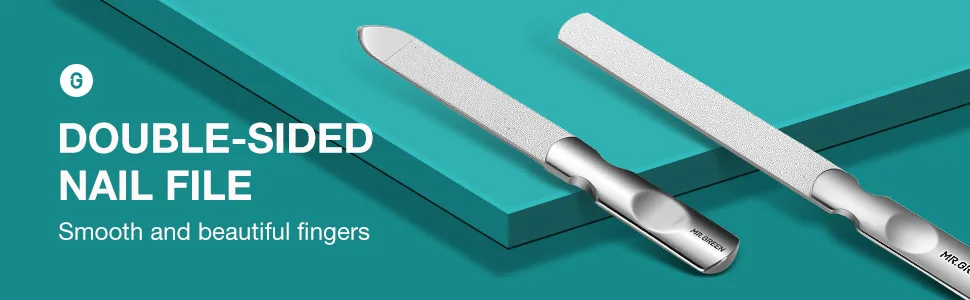 MR.GREEN Double Sided Nail Files Stainless Steel Manicure Pedicure Grooming for Professional Finger Toe Nail Care Tools (Short) - banner