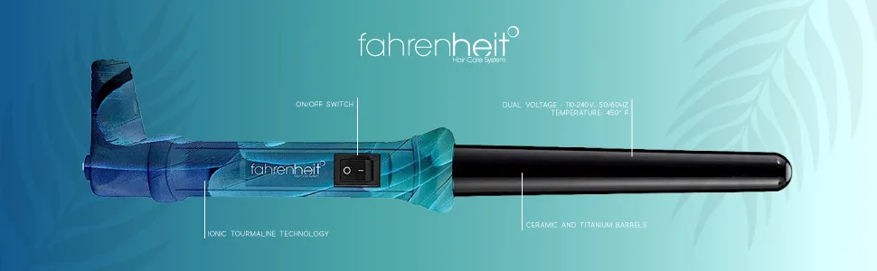 Hair Care SystemAnimal Print Limited Edition 1 Inch Graduated Curling Iron Cone Wand (Macaw) - Ionic Tourmaline Technology, On/Off Switch, Dual Voltage 110-240V. 50/60HZ, Temperature 450°F.