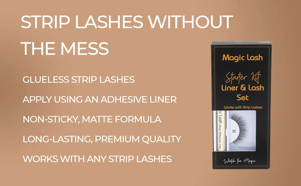 Magic Lash Kit | False Eyelashes & Magic Adhesive Eyeliner | Quick Dry Easy to Use All-Day Wear | Natural-Looking Reusable Strip Lashes | Magnetic Eyelashes Alternative | Glueless Lashes - magic lash information