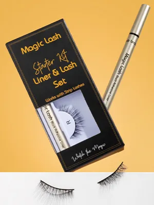 Magic Lash Kit | False Eyelashes & Magic Adhesive Eyeliner | Quick Dry Easy to Use All-Day Wear | Natural-Looking Reusable Strip Lashes | Magnetic Eyelashes Alternative | Glueless Lashes - magic lash product