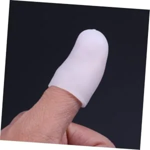 Garneck 12 Pc Thumb Cover Crochet Finger Protector Finger Support Finger Sleeves for Cuts Finger Covers Protector Finger Tips Cover Silicone Mitts Finger Cots Protective Gear Medical White - product information 4
