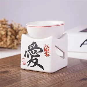 Feng Shui Zen Ceramic Essential Oil Burner Diffuser Tea Light Holder Great For Home Decoration & Aromatherapy "LOVE" OLBA104 - Feng Shui Zen Ceramic Essential Oil Burner