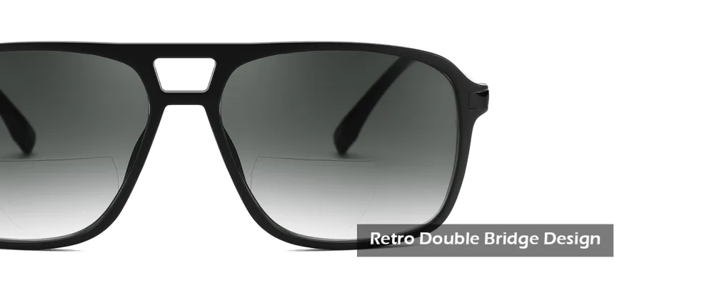 FEISEDY Aviator Bifocal Reading Sunglasses for Men Women Vintage Square Tinted Blue Light Blocking Readers B0181 Black Frame-gradient Gray 1.5 x - FEISEDY Aviator Bifocal Reading Sunglasses for Men Women Vintage Blue Light Blocking Readers B0181