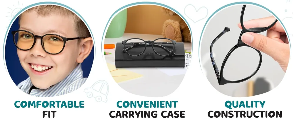 Prospek Blue Light Glasses for Kids (+0.5 Magnification) High Optical Quality Clear Lenses SHARP. Computer Blue Light Blocking Glasses for Children 5-12y.o. Black 0.5 x - blue light glasses for kids