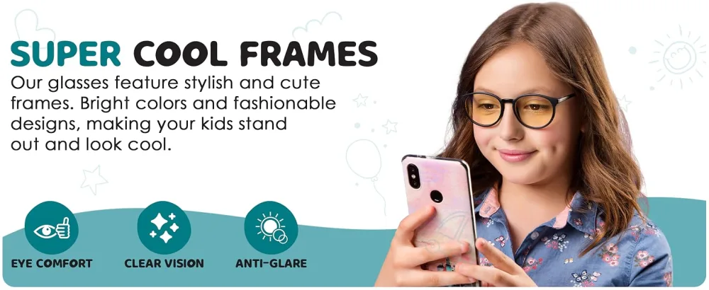Prospek Blue Light Glasses for Kids (+0.5 Magnification) High Optical Quality Clear Lenses SHARP. Computer Blue Light Blocking Glasses for Children 5-12y.o. Black 0.5 x - blue light glasses for kids