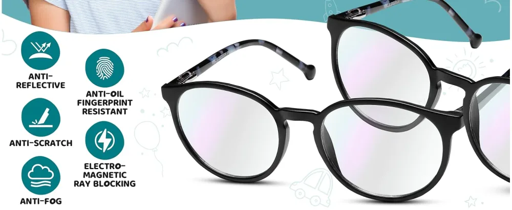 Prospek Blue Light Glasses for Kids (+0.5 Magnification) High Optical Quality Clear Lenses SHARP. Computer Blue Light Blocking Glasses for Children 5-12y.o. Black 0.5 x - kids blue light glasses