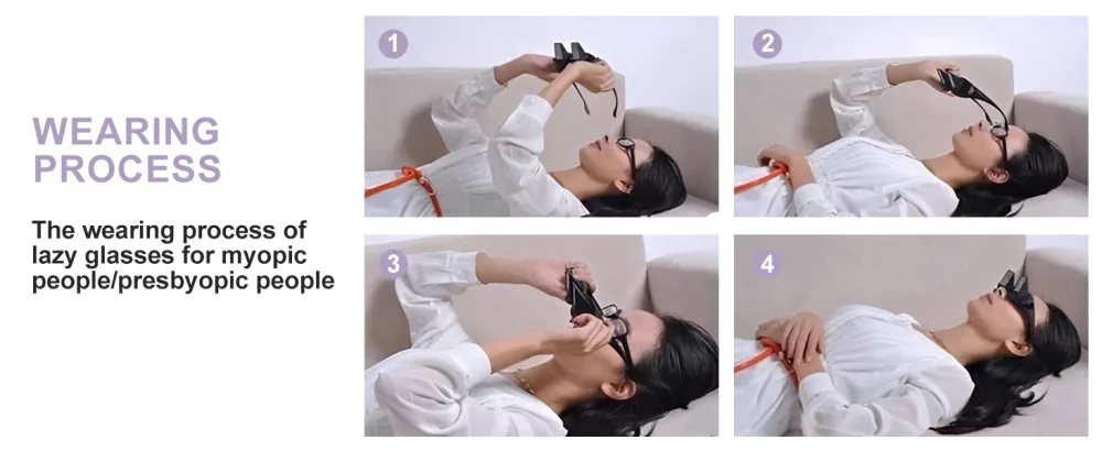 OKH Lazy Glasses Laying Down for Reading/Watching TV Prism Glasses Horizontal Spectacles Lie Down - product information 8
