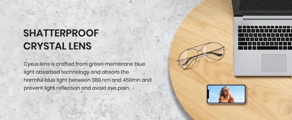 Cyxus Aviator Glasses Blue Light Blocking Glasses Computer Glasses Anti Eyestrain Metal Frame Blue Light Glasses-gold Frame Yellow Lens 8805 Yellow - product information 2