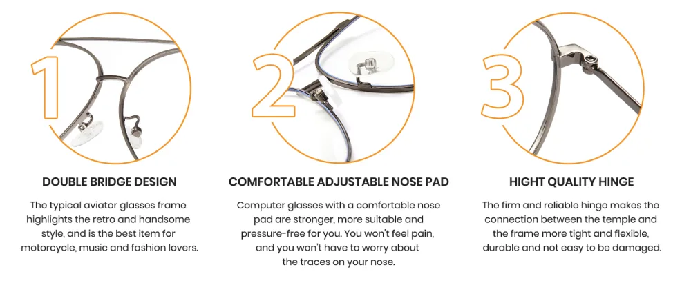 Cyxus Aviator Glasses Blue Light Blocking Glasses Computer Glasses Anti Eyestrain Metal Frame Blue Light Glasses-gold Frame Yellow Lens 8805 Yellow - product information 3