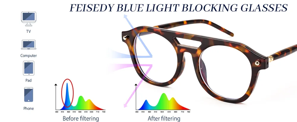 FEISEDY 70s Aviator Blue Light Blocking Glasses Square Pilot Frame Anti Glare Computer Glasses Women Men B0052 004 - Grey Leopard 50 Millimeters - feisedy blue light blocking glasses