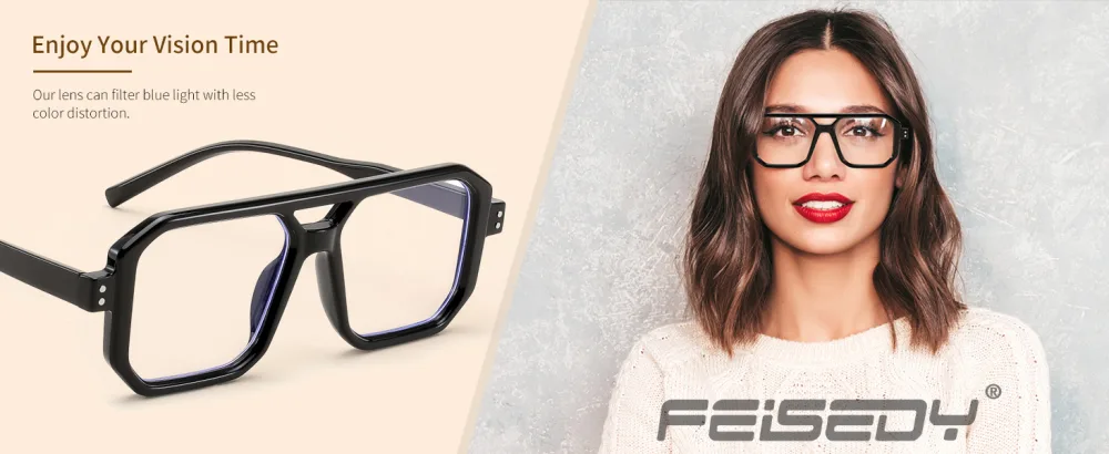 FEISEDY Blue Light Blocking Glasses Aviator Frame Computer Reading/Gaming/TV/Phones Glasses for Women Men B0165 Black Yellow Frame 50 Millimeters - product information 1