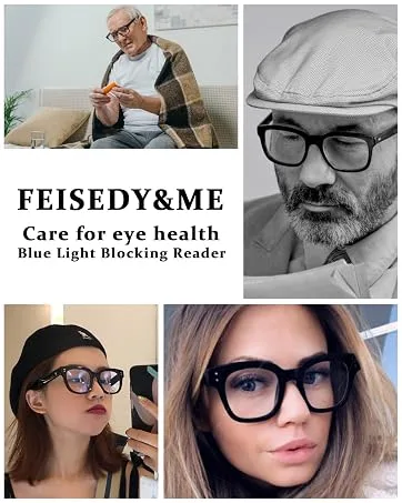 FEISEDY Reading Glasses Classic Half Frame Retro Semi-Rimless Clear Lens Blue Light Blocking Glasses B0005 Black 1.5 x - eye health