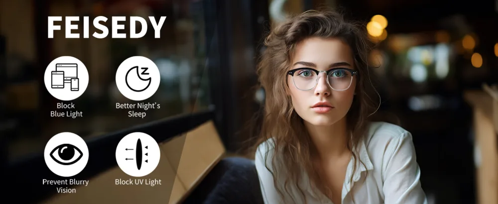 FEISEDY Reading Glasses Classic Half Frame Retro Semi-Rimless Clear Lens Blue Light Blocking Glasses B0005 Black 1.5 x - product information 2