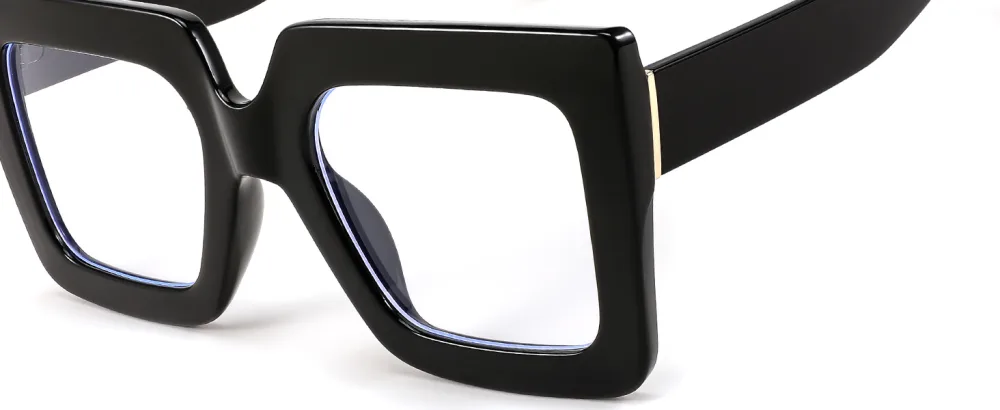 FEISEDY Fashion Oversized Blue Light Glasses for Women Anti Fatigue Thick Square Computer Eyewear B2381 Black 50 Millimeters - product information 4