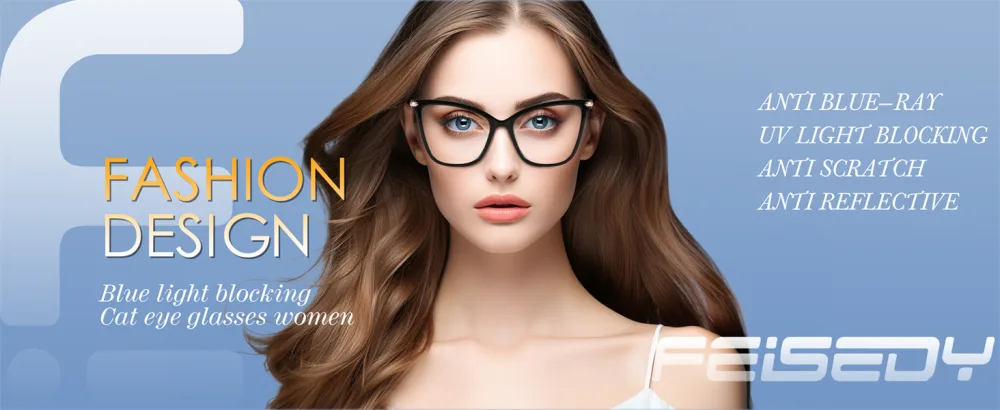FEISEDY Oversized Cat Eye Glasses Frame Blue Light Blocking Eyewear for Women B2589 001 Black - blue light blocking glasses