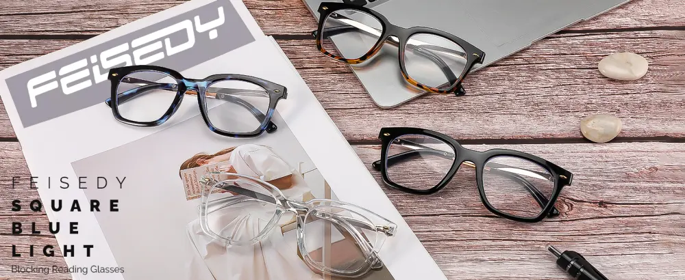 FEISEDY Reading Glasses Blue Light Blocking Square Oversized Glasses for Women and Men B4096 Black&leopard 1.5 x - 4096-05