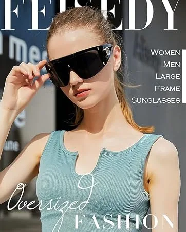 FEISEDY Reading Glasses Blue Light Blocking Square Oversized Glasses for Women and Men B4096 Black&leopard 1.5 x - B4027