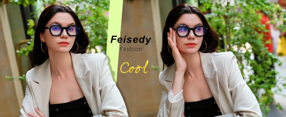 FEISEDY Retro Octagon Blue Light Glasses for Women Men Vintage Polygon Anti Glare Eyeglasses B0102 Leopard 44 Millimeters - product information 3