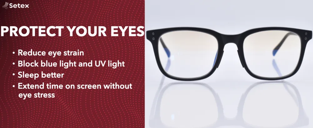 Setex Blue Light Blocking Glasses For Men Women and Gaming with Gecko Grip Anti-Slip Nose Pads - blue light glasses men