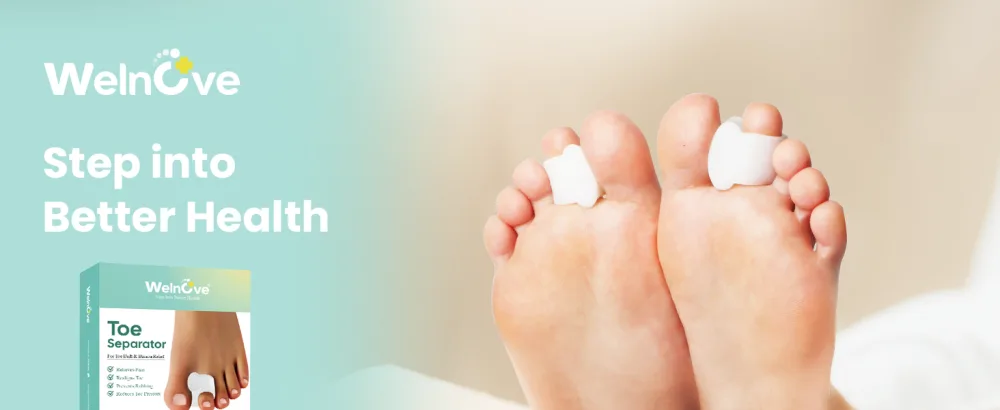 Welnove Toe Separator for Overlapping Toes - Toe Spacers for Bunions - Toe Corrector for Hammer Toes Realign Crooked Toes - Preventing Rubbing Relieve Pressure - Medium Size - product information 1